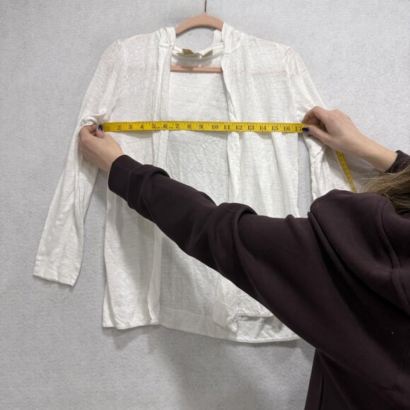 Cynthia Rowley Cardigan Sweater Womens Medium White 100% Linen Hooded Open Front - Picture 5 of 9